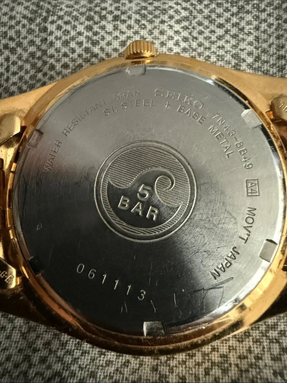 Vintage Seiko Gold Tone Day Date Watch 7N43-8A39